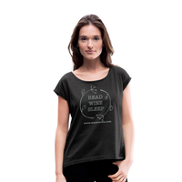 Women's Cuff T-Shirt Read Wine Sleep - heather black