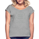 Women's Cuff T-Shirt Read Wine Sleep - heather gray