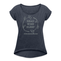 Women's Cuff T-Shirt Read Wine Sleep - navy heather